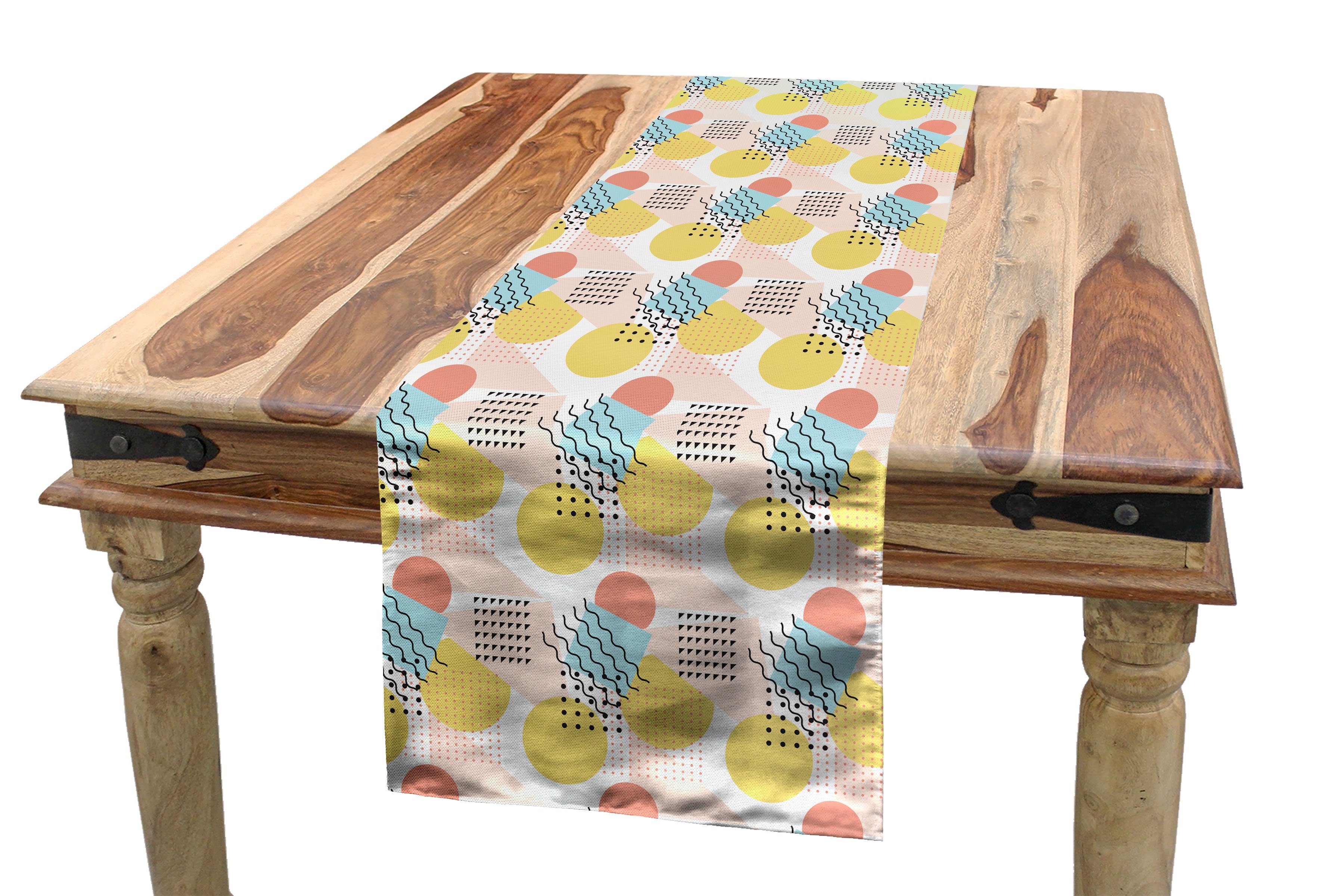 Abakuhaus Tischläufer Esszimmer Küche Rechteckiger Dekorativer Tischläufer, Geometrisch Ungewöhnliche Trippy Linien