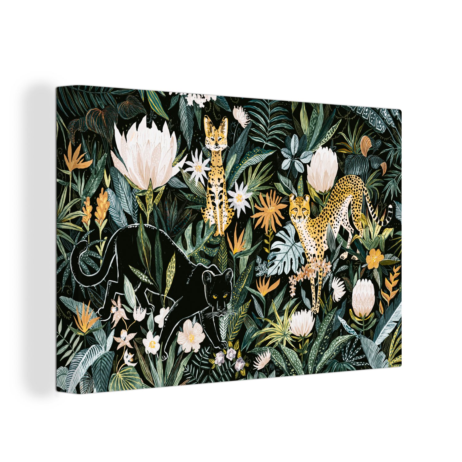 OneMillionCanvasses® Leinwandbild Dschungel - Tiere - Pflanzen, (1 St), Wandbild Leinwandbilder, Aufhängefertig, Wanddeko, 30x20 cm