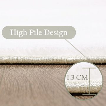 Hochflor-Teppich Unicolor - Einfarbig, Carpettex, Läufer, Höhe: 13 mm, Flauschiger Teppich Wohnzimmer Einfarbig Soft Felloptik Anti-Rutsch