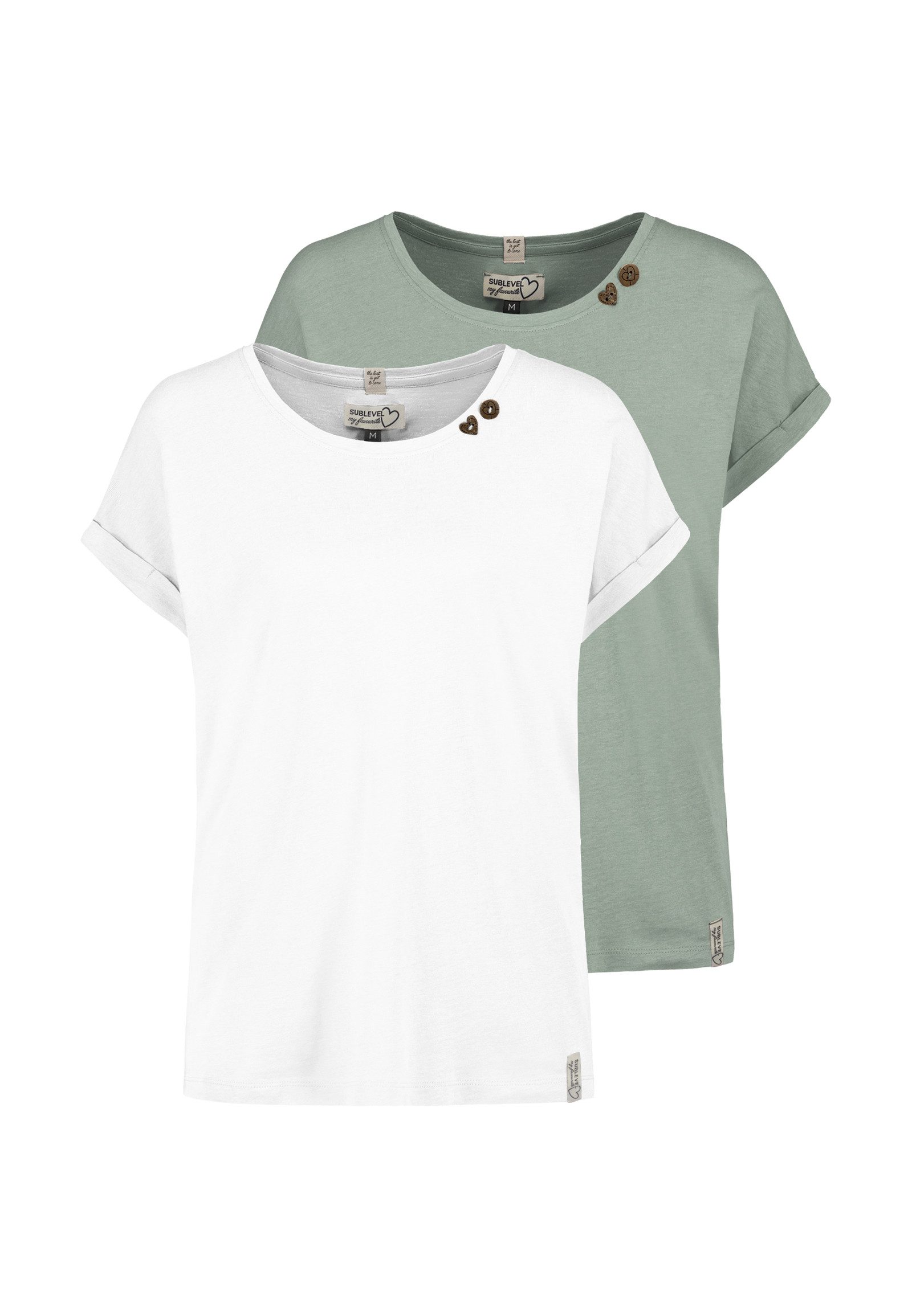 T-Shirt Damen Basic Shirt 2er Pack verschiedene Farben