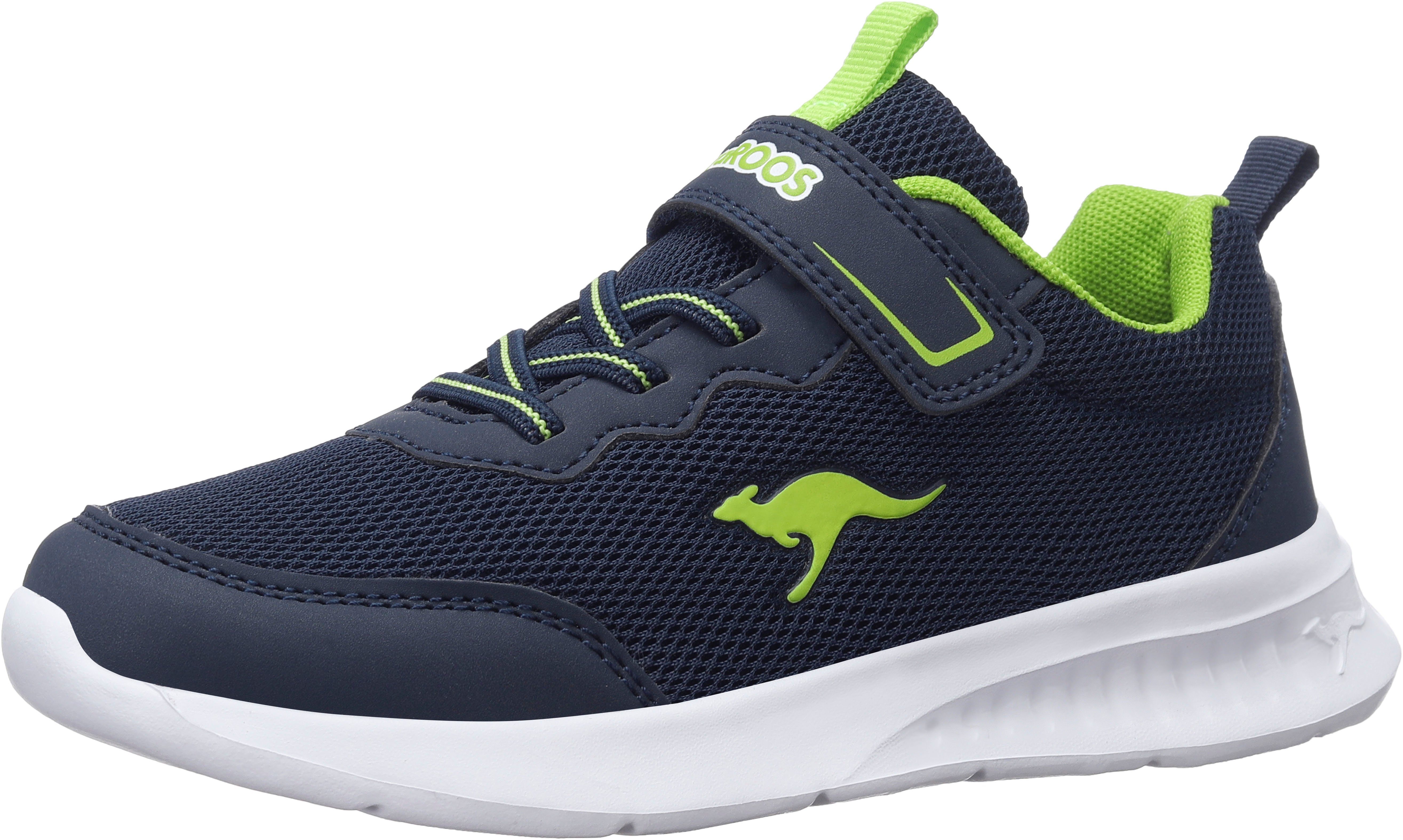 KangaROOS KL-Rise EV und Schnürsenkeln elastischen Sneaker mit navy-lime Klettverschluss
