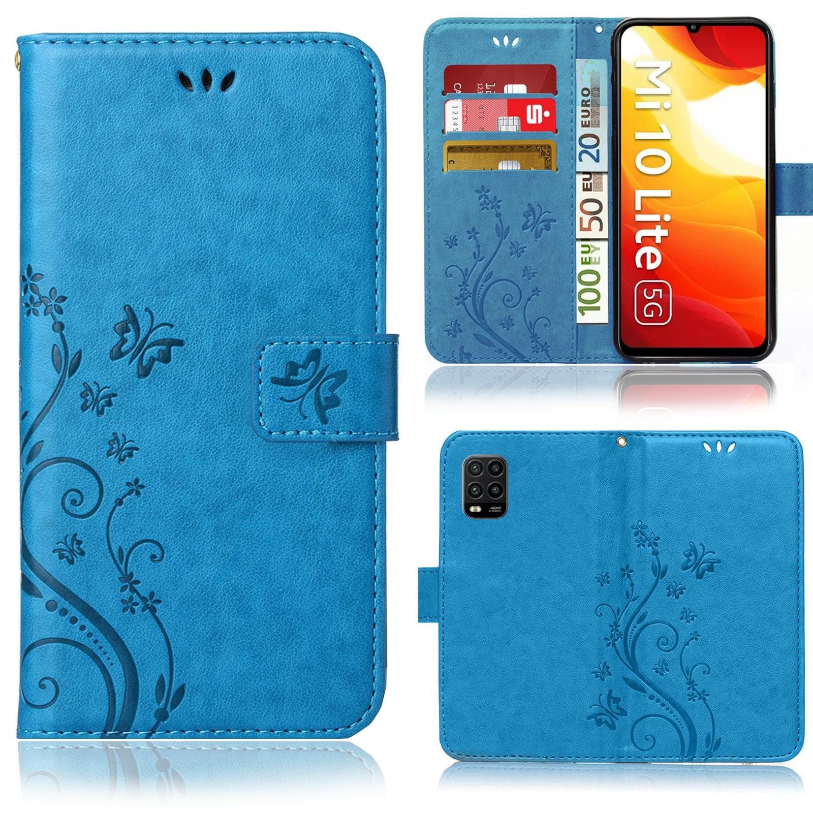 Numerva Handyhülle Bookstyle Flower für Xiaomi Mi 10 lite, Handy Tasche Schutzhülle Klapphülle Flip Cover mit Blumenmuster