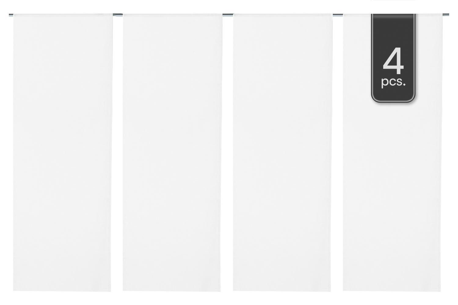 Gözze Schiebegardine PERU, Weiß, L 245 cm x B 60 cm 4er Set, Schlaufe, transparent
