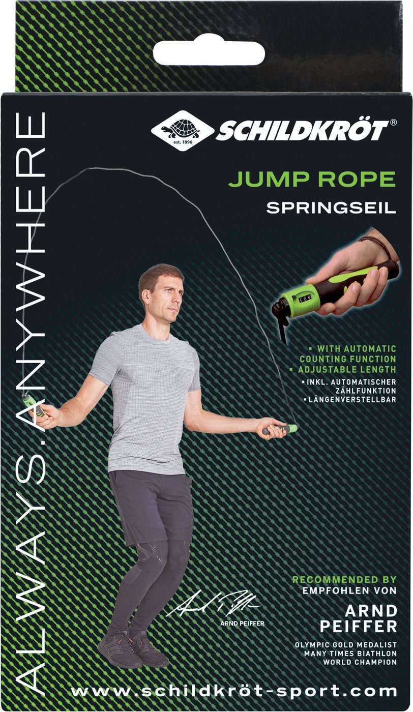 Schildkröt-Fitness Springseil JUMP ROPE (black-green), mit Zählwerk, in 4C-Box, Keine Farbe