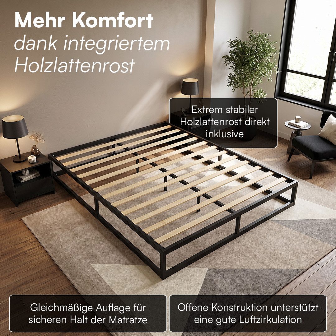 skølm Bettgestell Bragi inkl. Lattenrost (25 cm hoch), Metallbett 160x200 cm, auch verfügbar in 120/140/180x200 – Bild 5 von 5