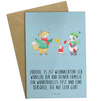 Mr. & Mrs. Panda Grußkarte »Winter Weihnachtsfreude - Eisblau - Geschenk, Klappkarte, Weihnachten«