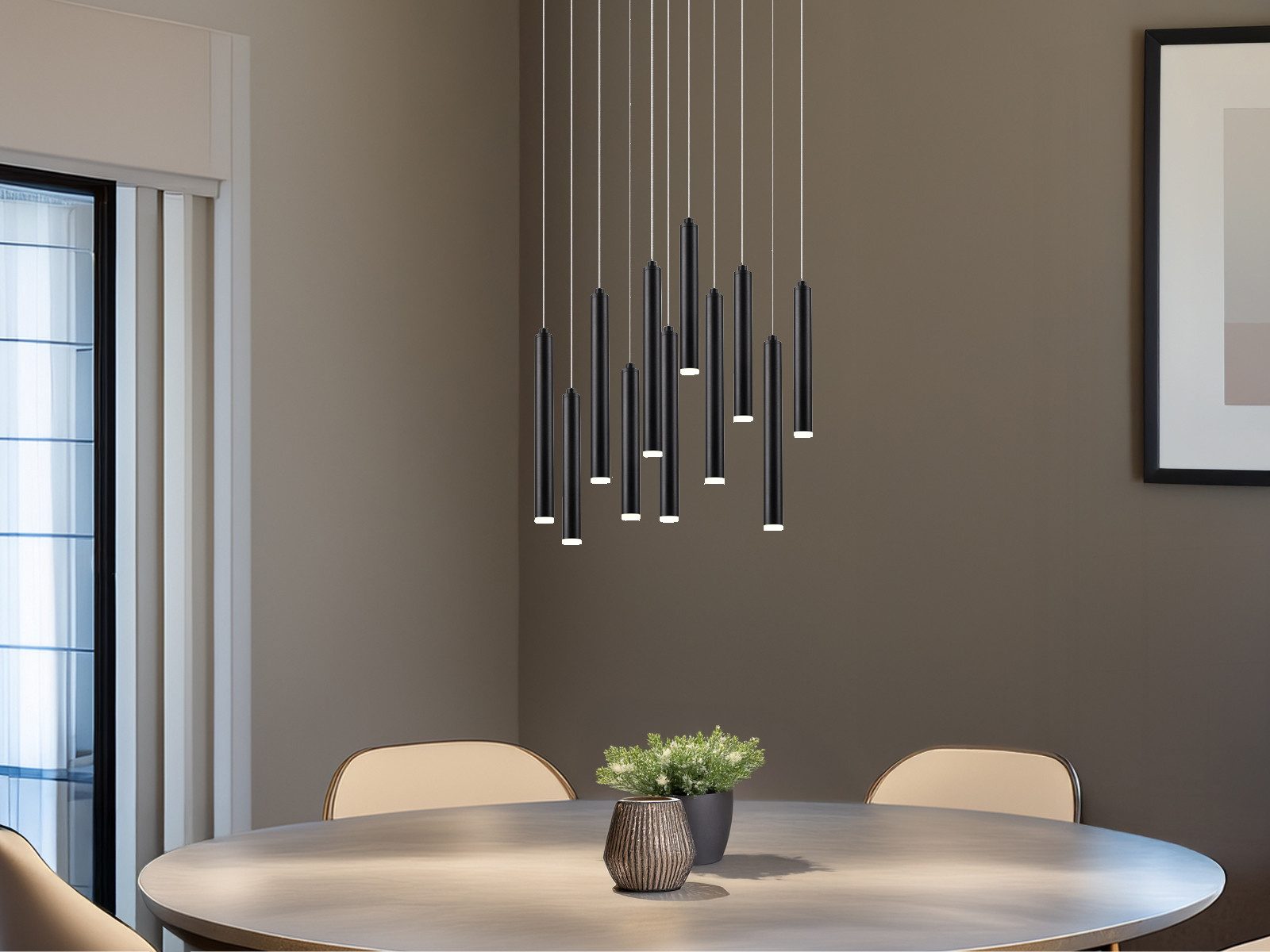 TRIO Leuchten LED Pendelleuchte, Dimmfunktion, LED fest integriert, Warmweiß, Ausgefallene Cluster-Leuchte hängend für Esstisch, mehrflammig Ø 40cm