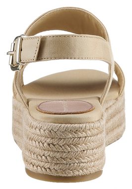 Tommy Hilfiger MID WEDGE SANDAL Riemchensandale, Sommerschuh, Sandalette mit bastbezogenem Plateauabsatz