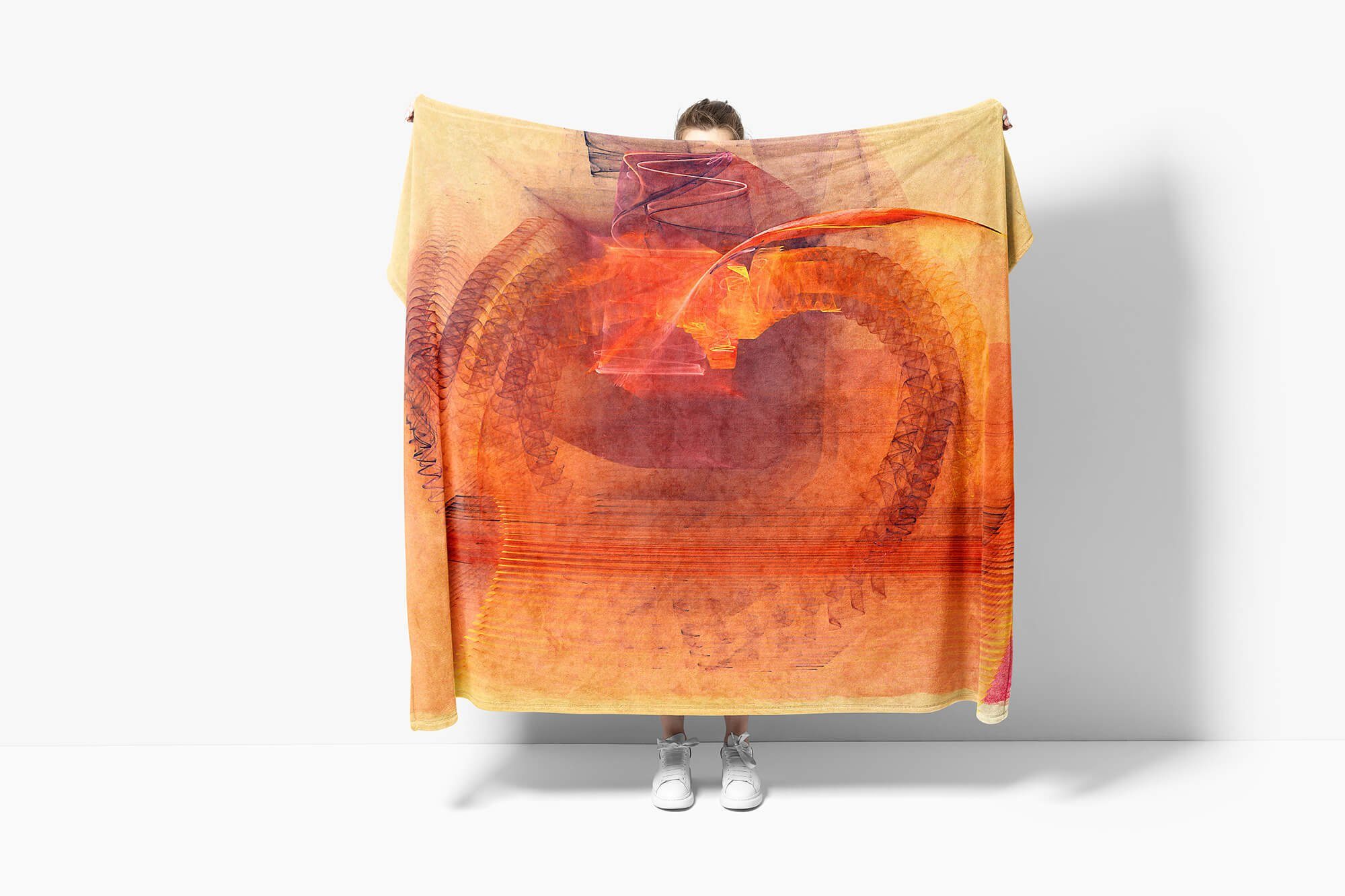 Handtuch mit (1-St), Sinus Baumwolle-Polyester-Mix Motiv, Enigma Saunatuch Handtuch Kuscheldecke Strandhandtuch Art Handtücher abstrakten
