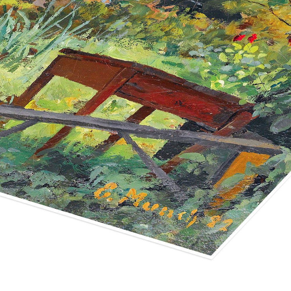 Posterlounge Wandbild Garden with Red House, 1882, Edvard Munch, erhältlich als Poster, Leinwandbild, Wandsticker oder Acrylglasbild