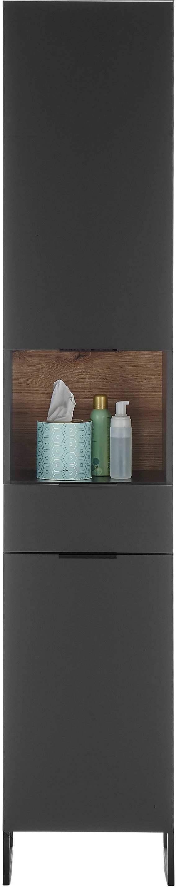 BASIC by Balculina Hochschrank Denver Hochschrank, Badezimmerschrank BxHxT 38x195x32 (1-St) Breite 38 cm, Tür L/R montierbar, Softclose