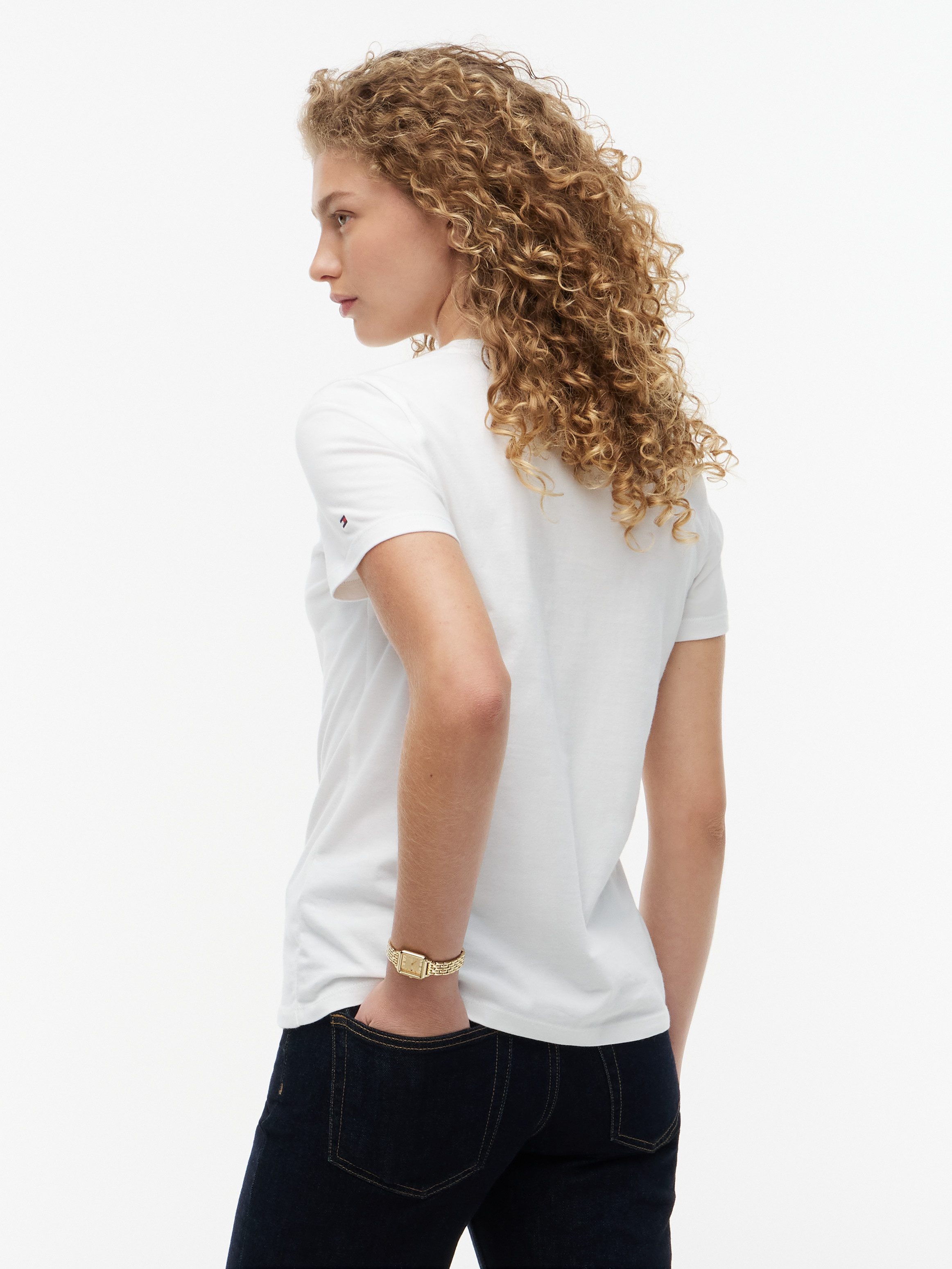 Tommy Hilfiger T-Shirt NOS SCRIPT REGULAR C-NK SHORT SLEEVE mit Rundhals und kontrastfarbener Stickerei, Regular Fit