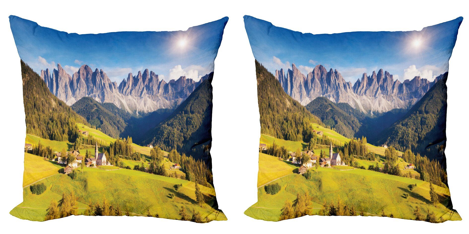 Kissenbezüge Modern Accent Doppelseitiger Digitaldruck, Abakuhaus (2 Stück), Natur Landschaft am Morgen