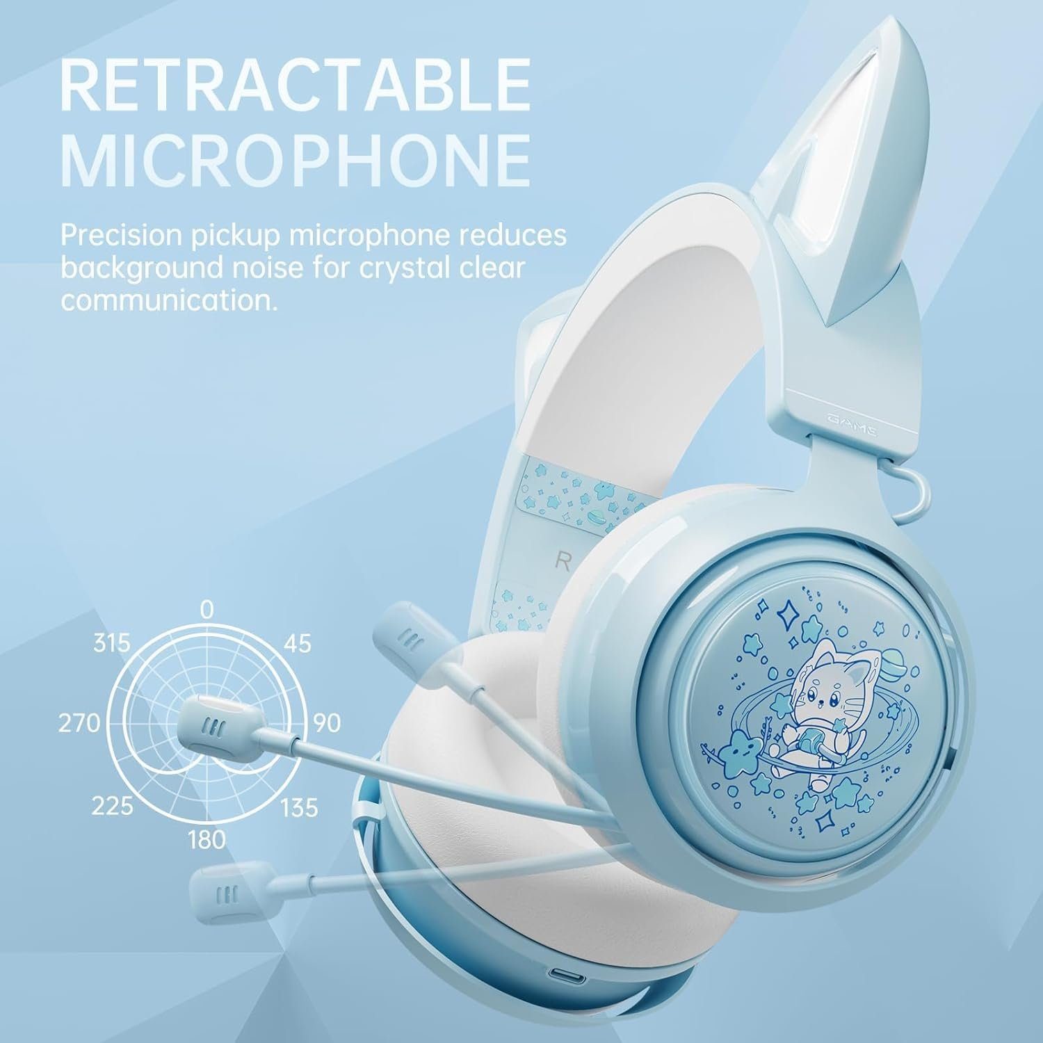 Rauschunterdrückungsmikrofon Somikon für einziehbares RGB-Beleuchtung PC) Gaming-Headset , erstklassige und Kommunikation. Cat-Ear-Kopfhörer PS4, (Beeindruckende PS5, für mit 2.4G/Bluetooth "Drahtlose ein GS510Pro