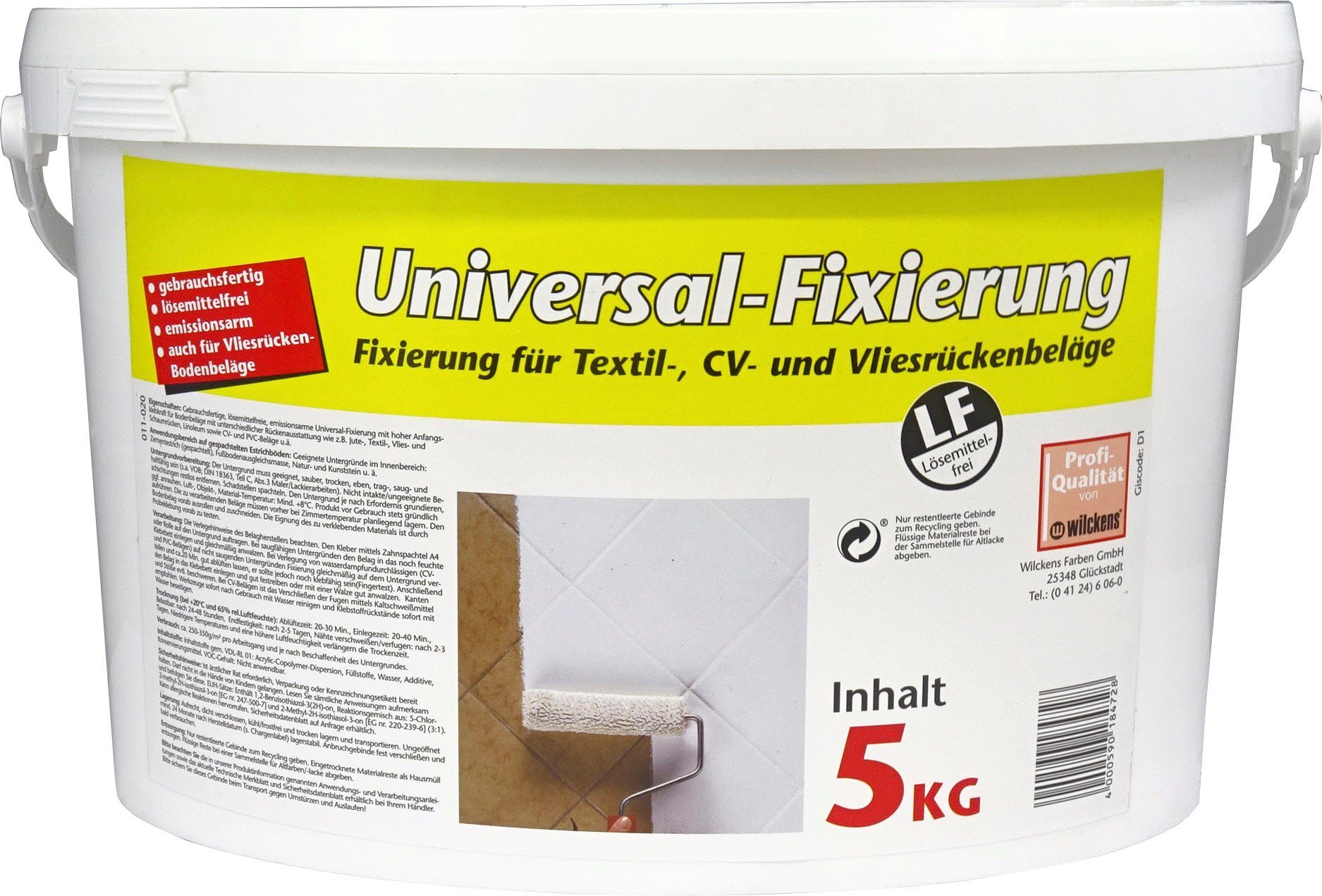 Vliesrücken-Bodenbeläge Wilckens Universal auch Farben Fixierung, für PVC-Kleber