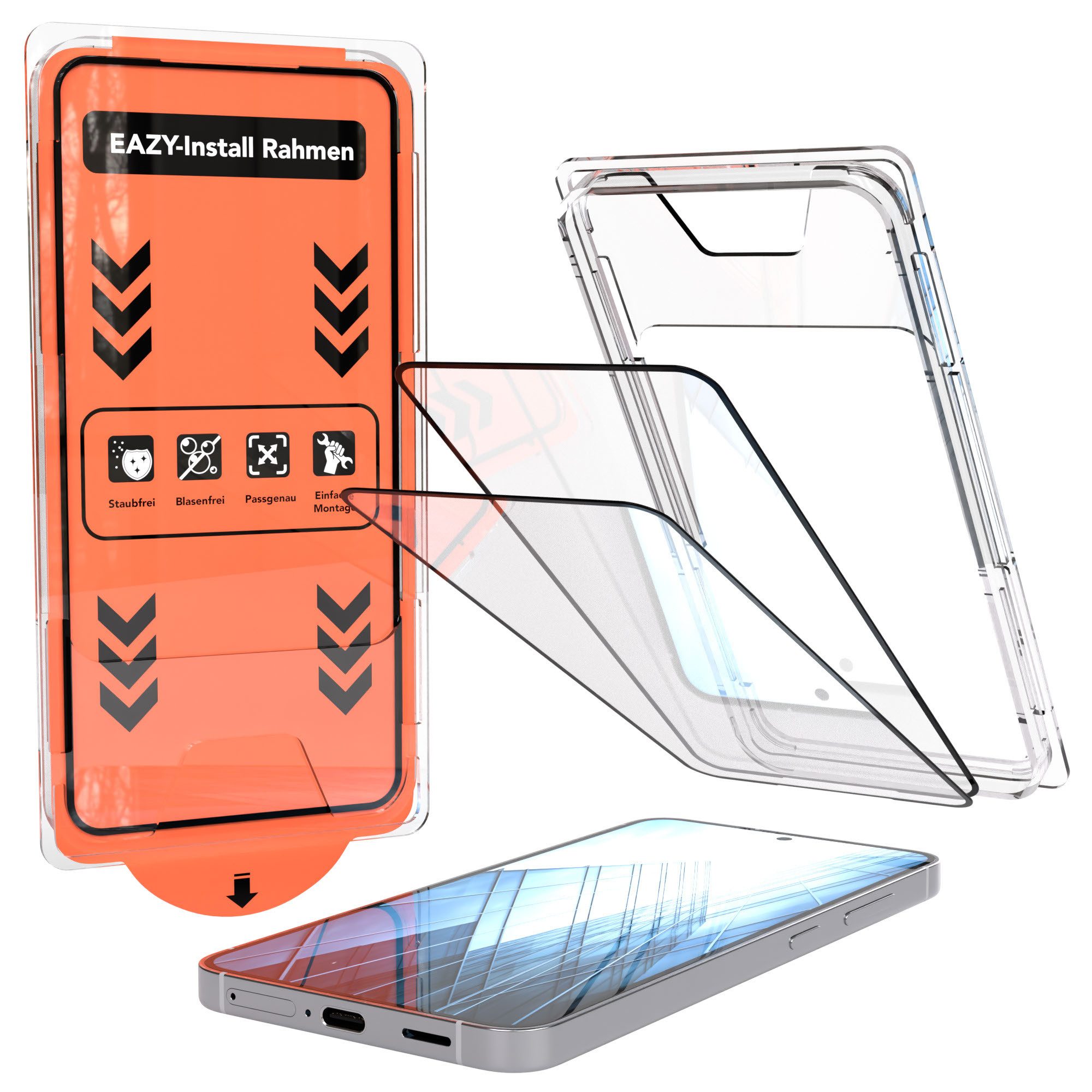 EAZY CASE Displayschutzfolie Displayschutz mit 9H Glas für Samsung Modelle für Samsung Galaxy S25, 2er Set, Samsung Galaxy S25, 2er Set Displayfolie Klar, Hartglas 0,7mm