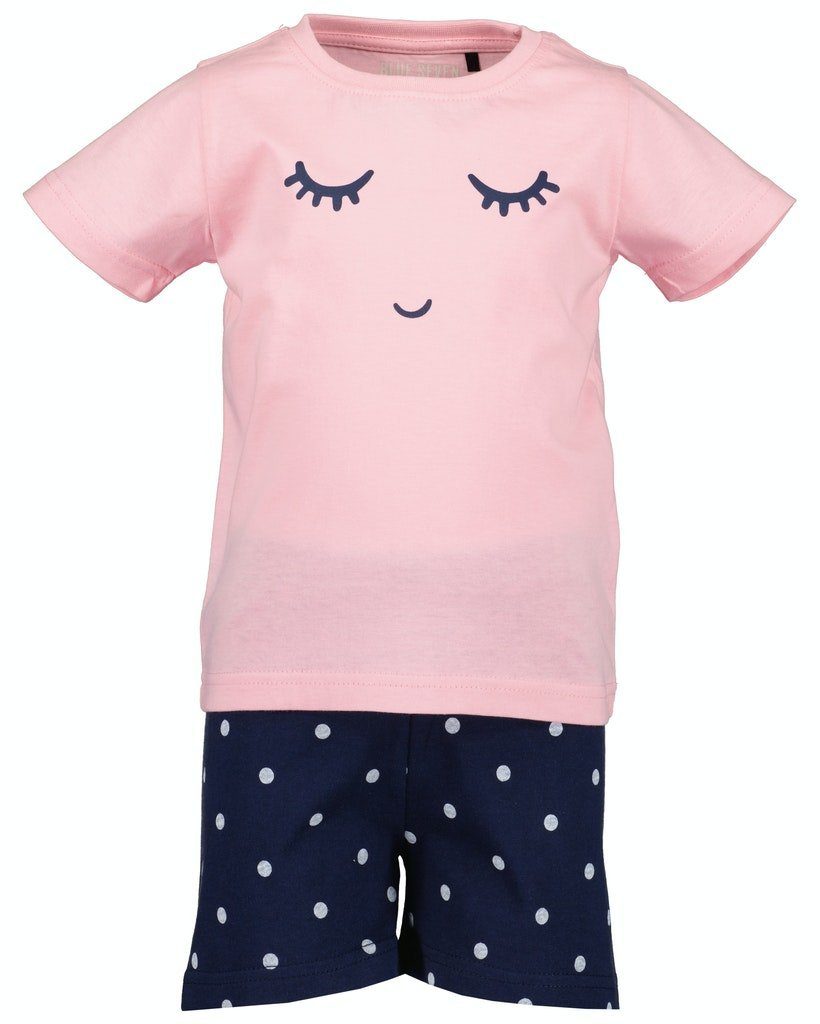 Pyjama Seven Schlafanzug rosa marine Seven Shorty Shorty Blue Mädchen (2 tlg) Blue kurz