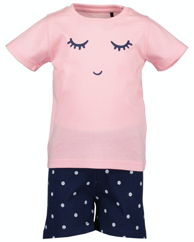 Blue Seven Shorty Blue Seven Mädchen Shorty Schlafanzug Pyjama kurz rosa marine (2 tlg) – Bild 2 von 4
