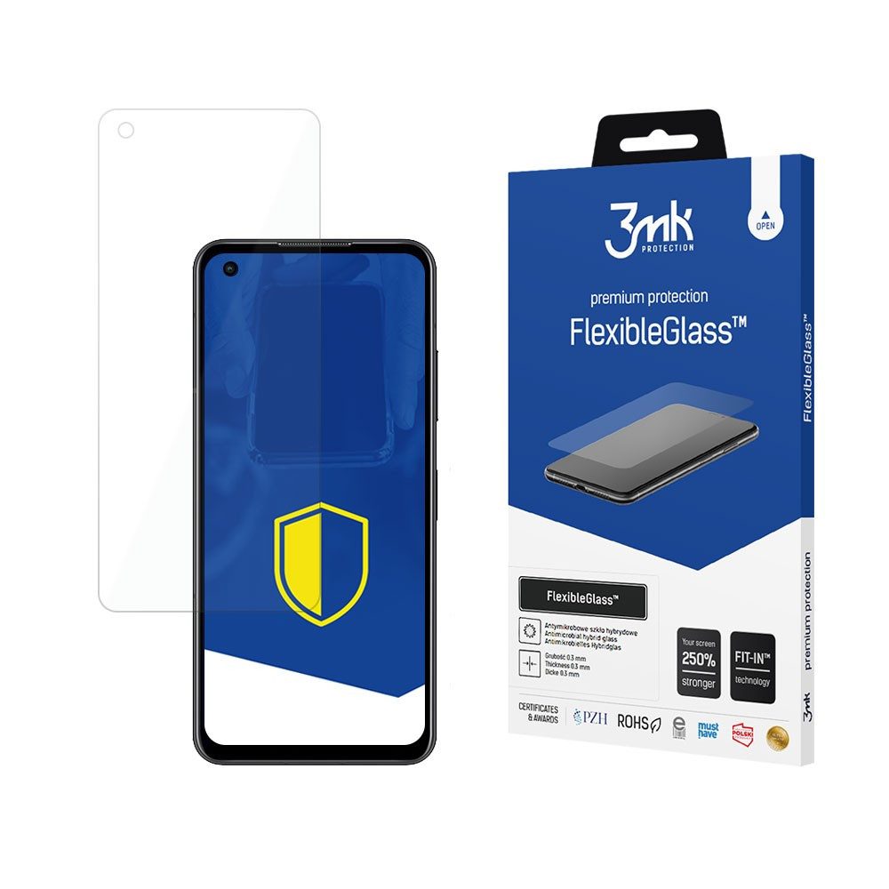 3MK Displayschutzglas Hybridglas Panzerglas für Asus Zenfone 9, Spar-Set, 1 Stück, Hybridglas, 7H kratzfest, antibakteriell, oleophob