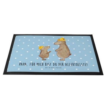 Fußmatte 40 x 60 cm Bären mit Hut - Blau Pastell - Geschenk, Matte, Schwester, Mr. & Mrs. Panda, Höhe: 0.3 mm, Stilvoll & funktionell