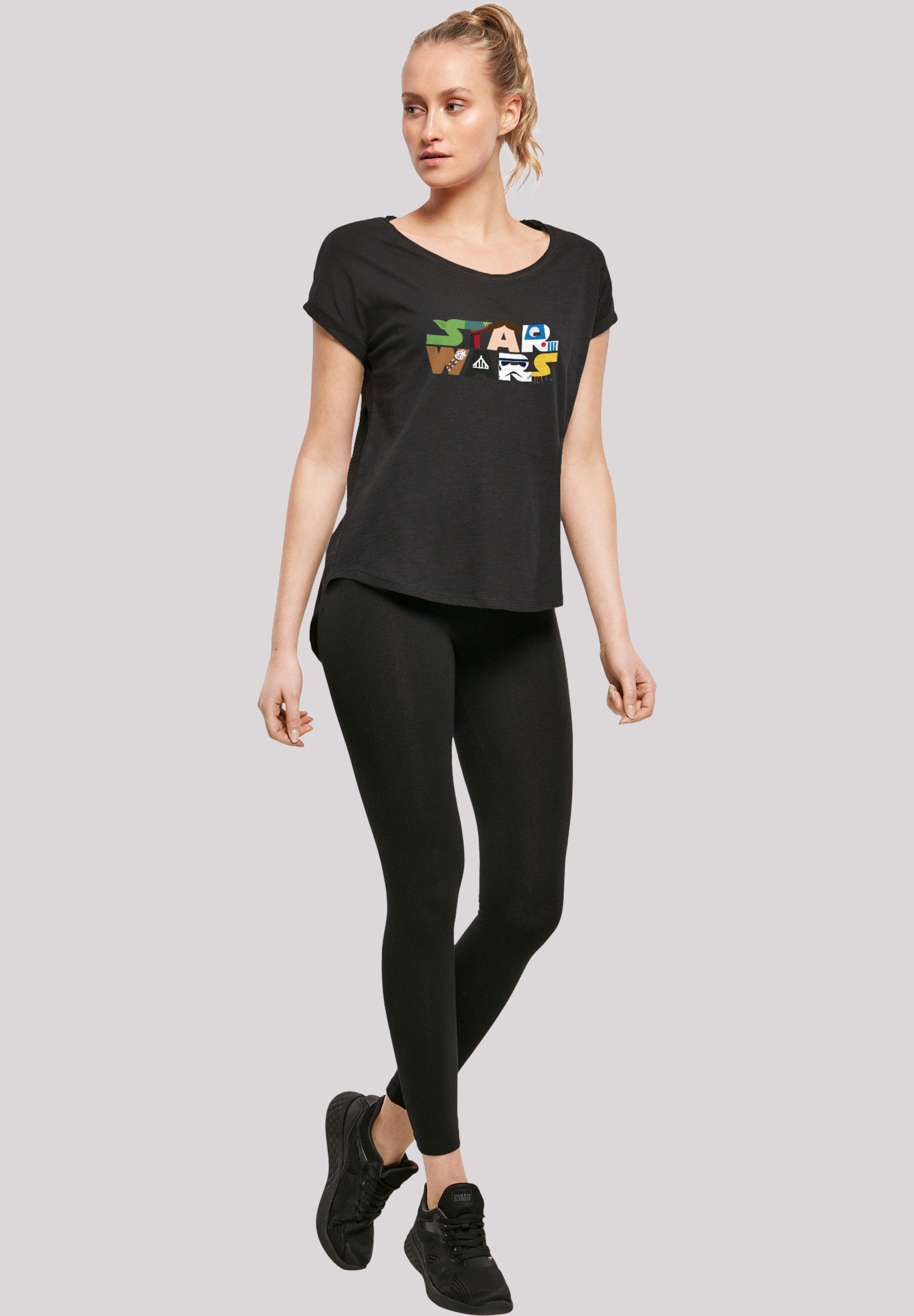 black Long Wars Slub Damen Character (1-tlg) Star Ladies with Logo Kurzarmshirt F4NT4STIC Tee