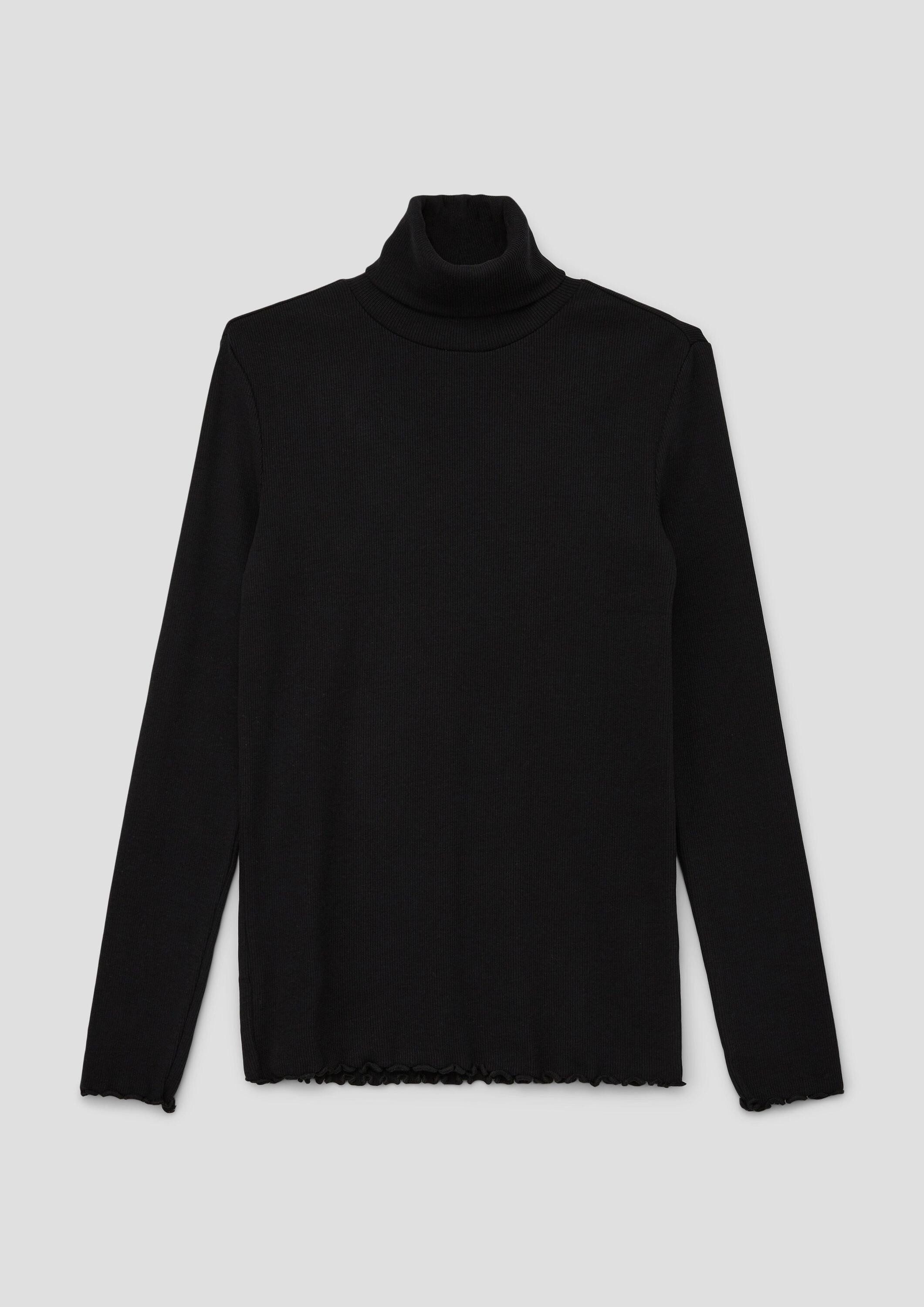 s.Oliver Langarmshirt T-Shirt Rollkragenpullover mit Rippstruktur