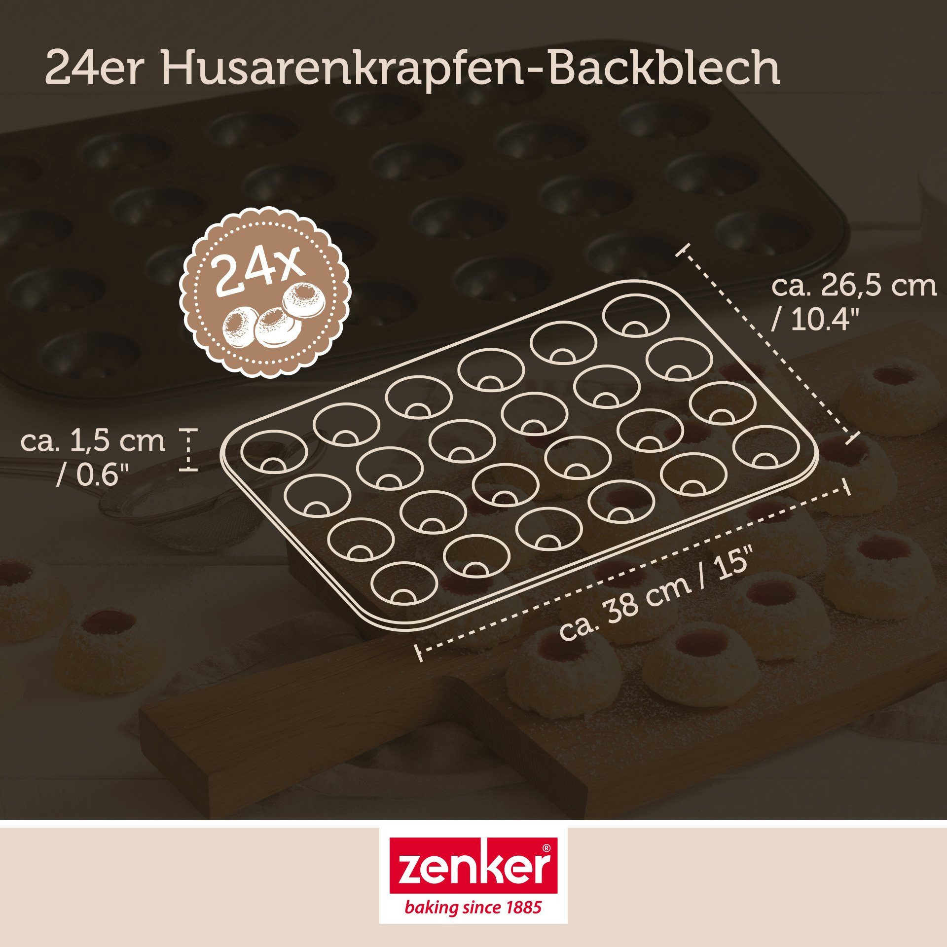Zenker Backblech Backform für Husarenkrapfen & Engelsaugen, 38 x 27 cm, Antihaftbeschichtet, perfekt für gefüllte Kekse, 1 Stück – Bild 4 von 5
