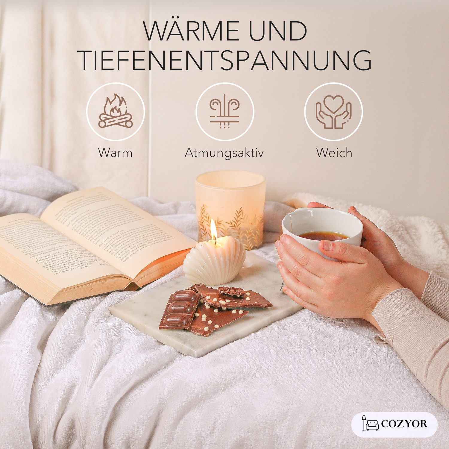 Wohndecke Kuscheldecke XL warm Sherpa, dicke Sofadecke, hochwertige Tagesdecke, Cozyor – Bild 5 von 5