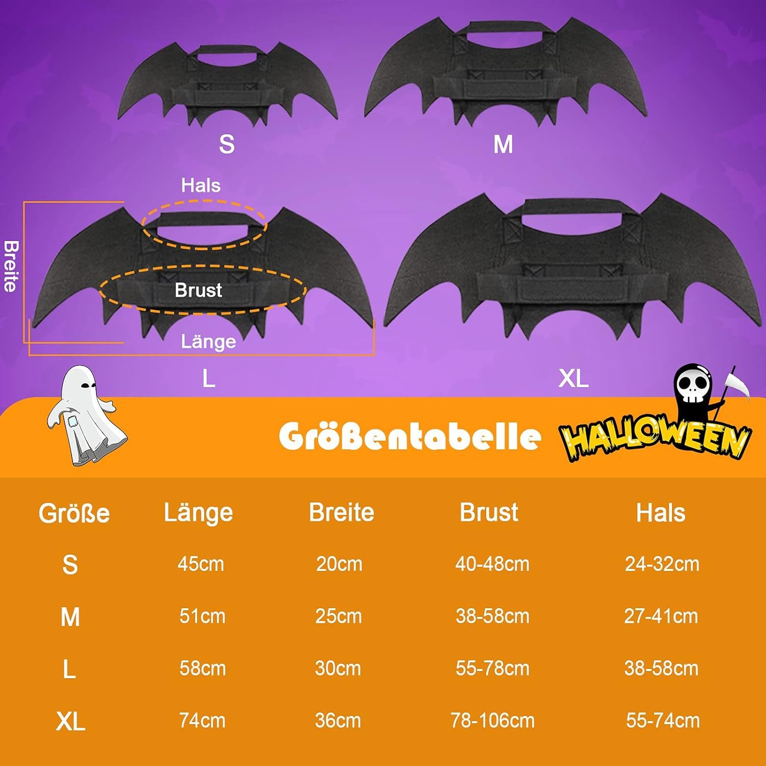 FELIXLEO Business-Kostüm Hund Fledermaus Kostüm Halloween Haustier Fledermausflügel Cosplay