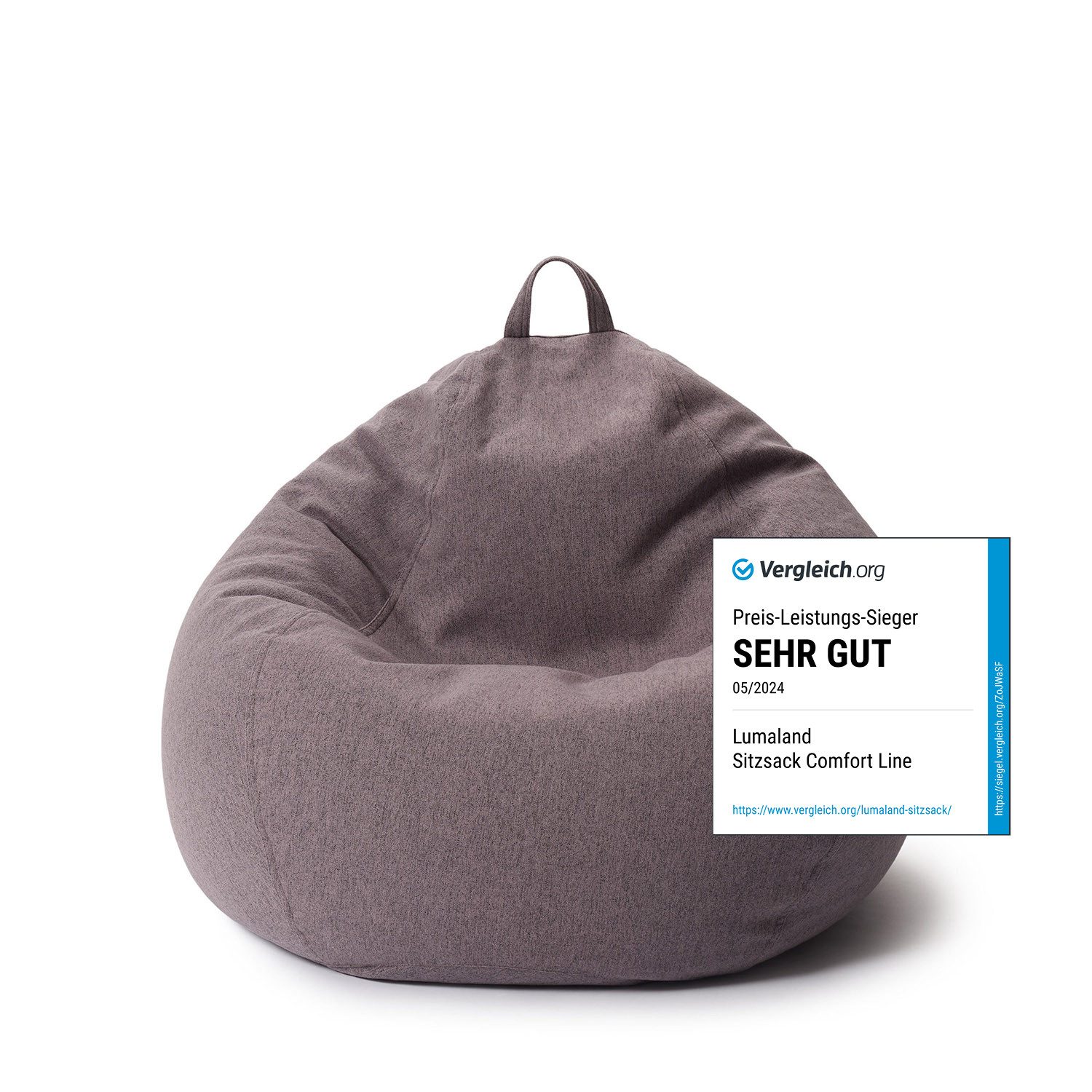 Lumaland Sitzsack Comfort Line, Indoor Beanbag 80x90x50cm mit anpassbaren EPS-Perlen, Weiches & Komfortables Bodenkissen, 185 L Volumen