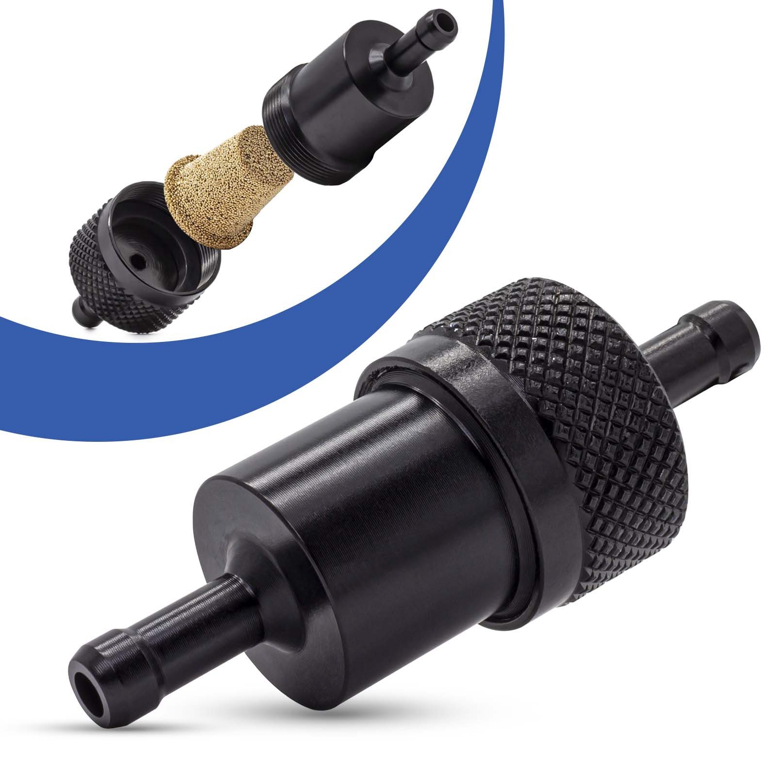 Adapter Universe Kraftstoff-Filterkopf Kraftstofffilter 7mm Aluminium Benzinfilter KFZ Auto Schwarz