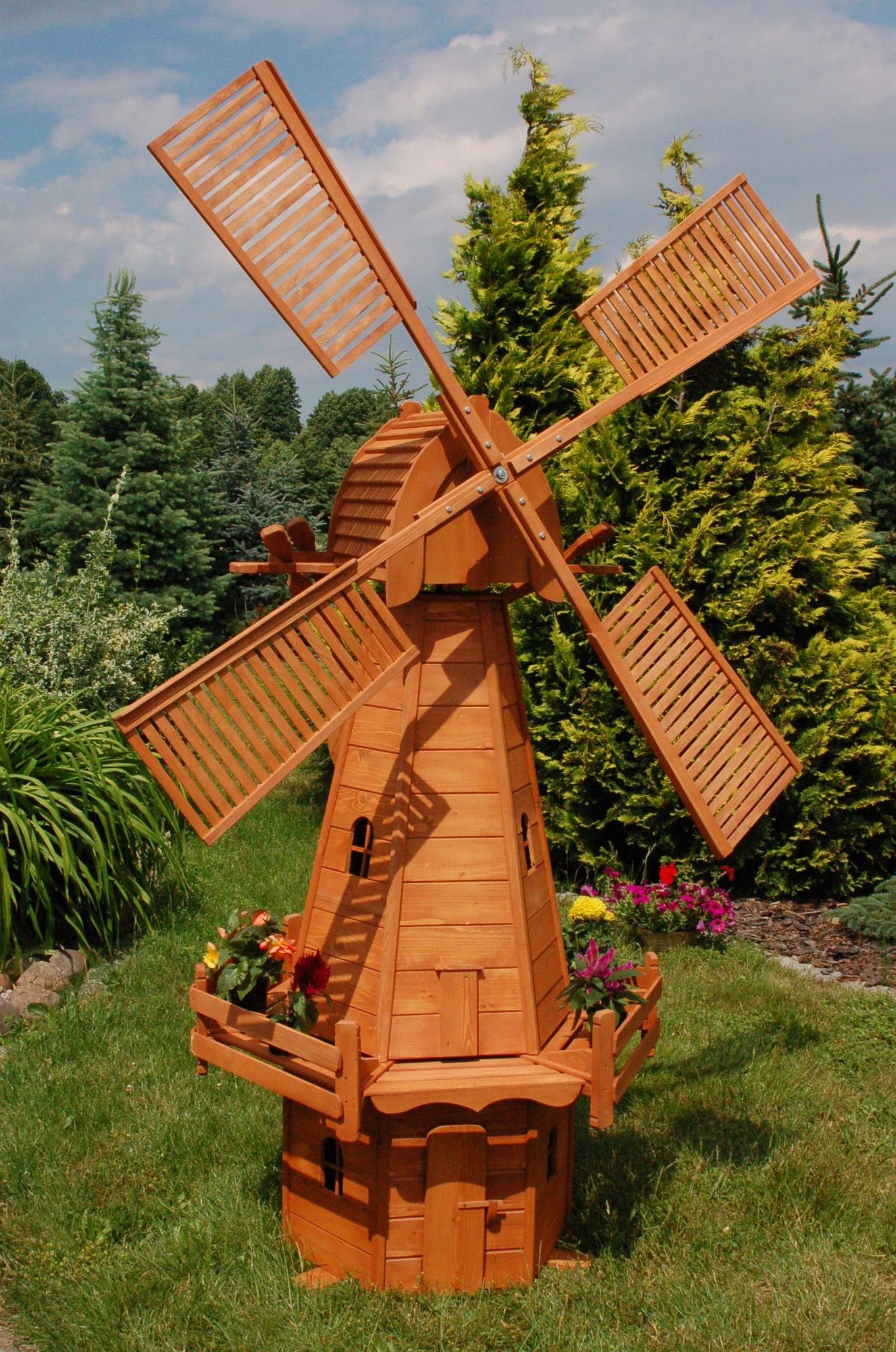 DEKO Höhe HANNUSCH Gartenfigur Große DSH Holz aus Meter 2,15 SHOP – Windmühle