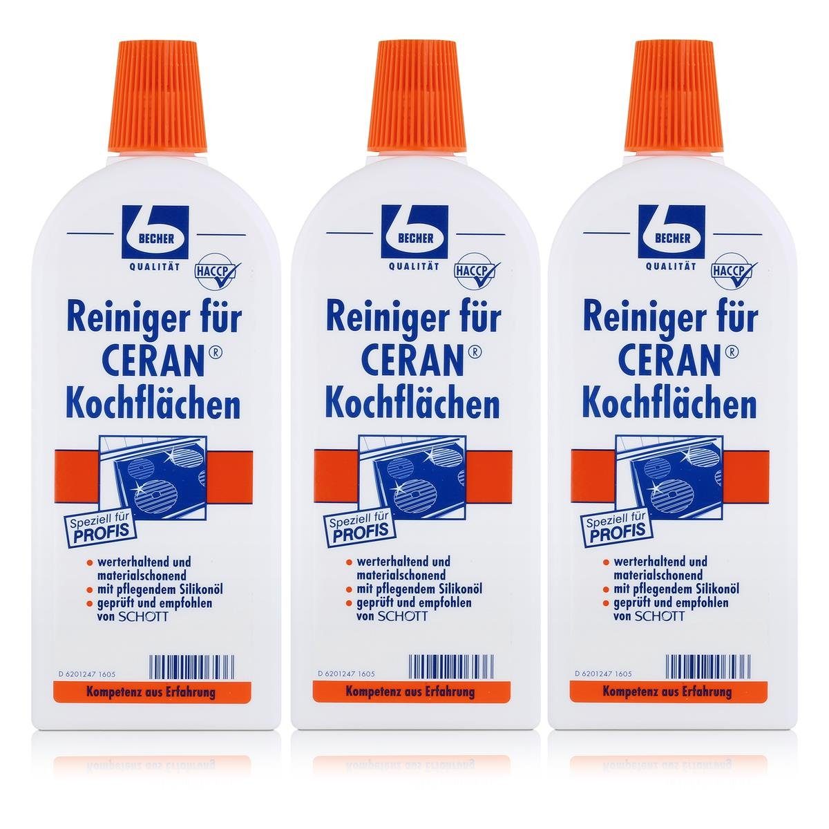 3x Dr. Becher Reiniger für Ceran Kochflächen / 500ml Küchenreiniger