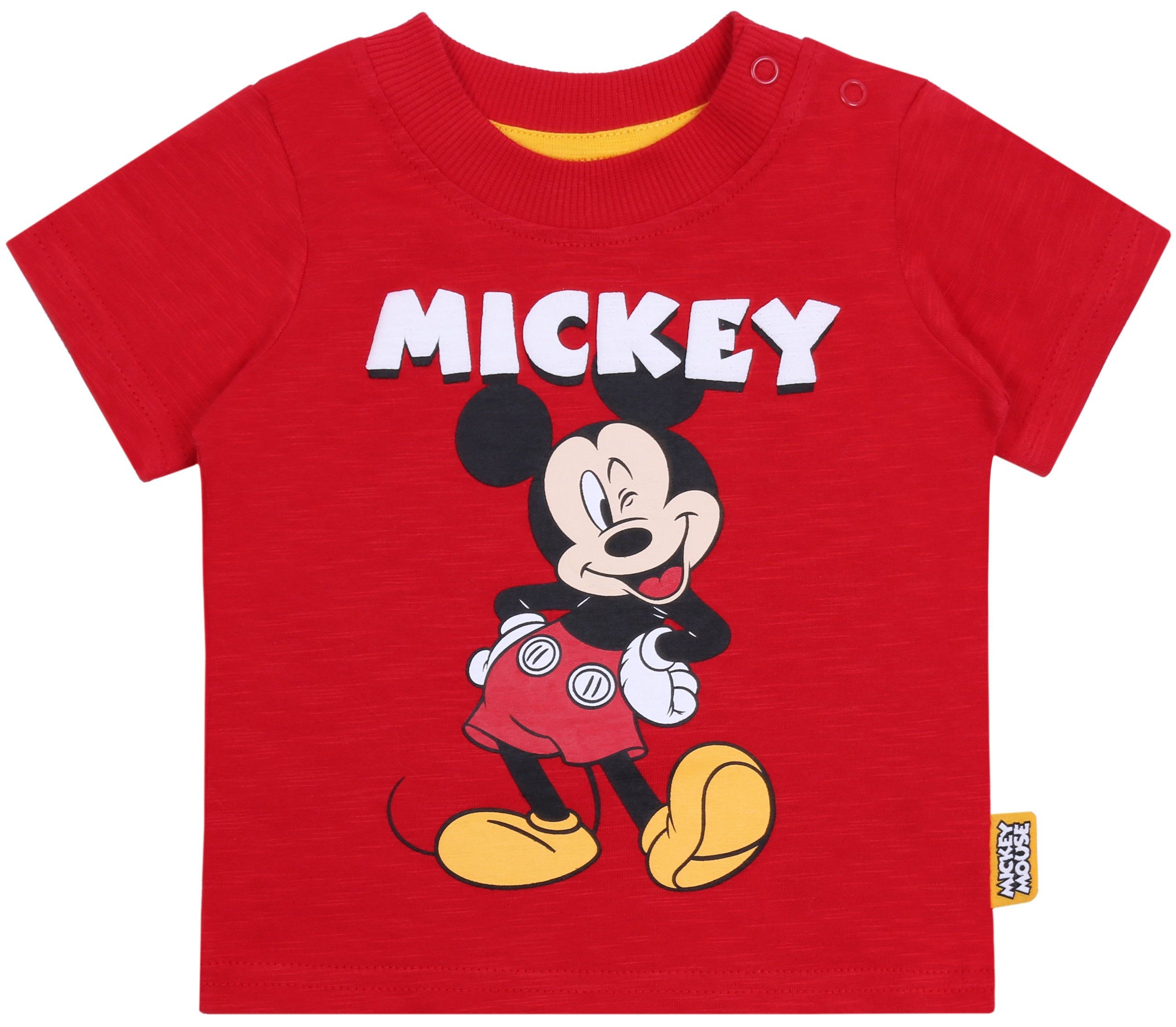 Disney Kurzarmbluse 3x Grau-weiß-rote T-Shirts Mickey Mouse DISNEY 6-9 Monate