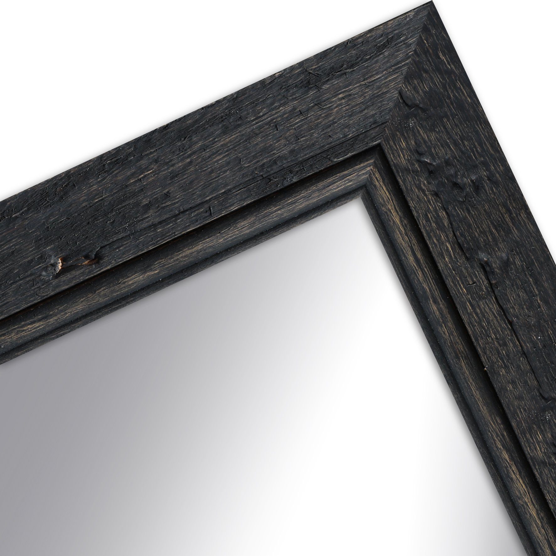 WANDStyle Wandspiegel H660, Schwarz, aus Massivholz im Vintage Stil