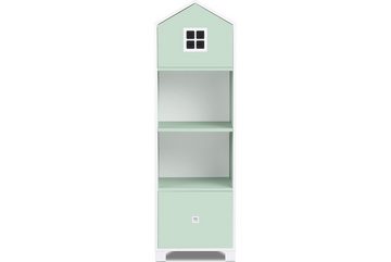Konsimo Kinderregal MIRUM Bücherregale Standregale Spielzeugablage Hausform Regal, mit Schublade, mit Türen, 3 Einlegeböden