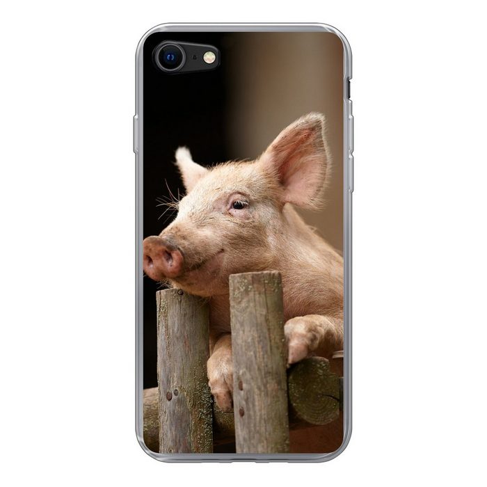 MuchoWow Handyhülle Schwein - Tier - Zaun Handyhülle Apple iPhone SE (2020) Smartphone-Bumper Print Handy