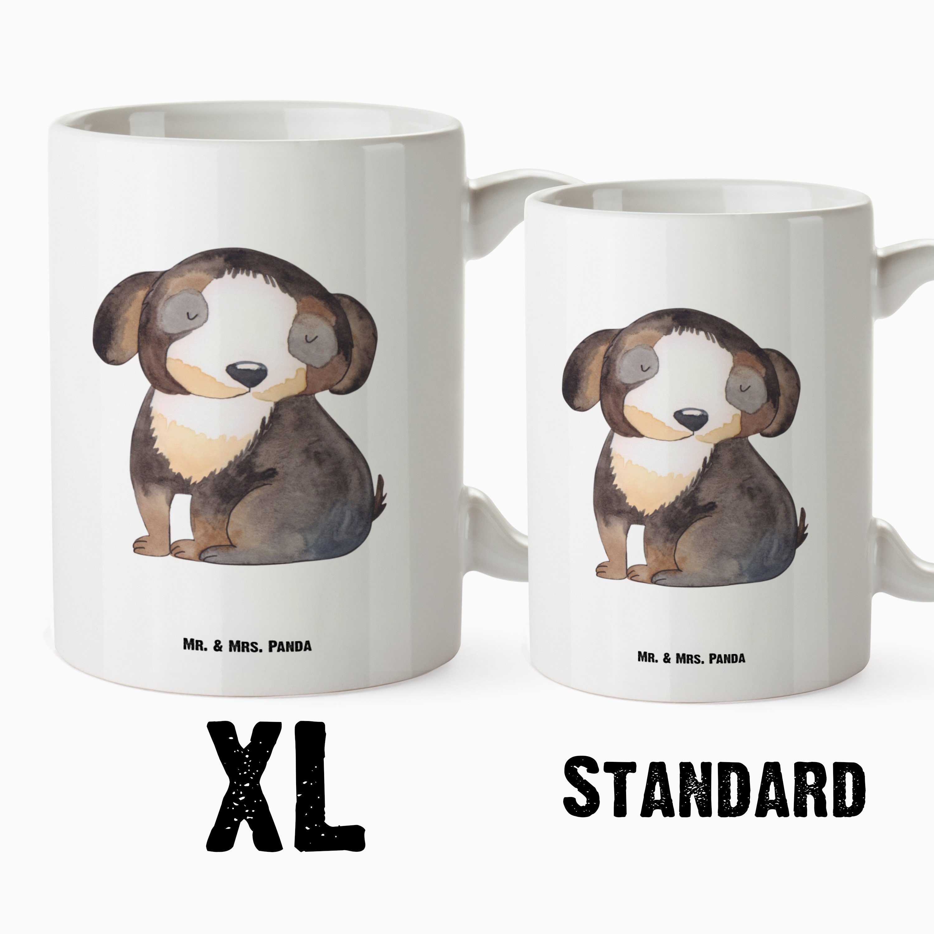 Mr. & Mrs. Sprüche, Groß, Tasse Weiß Panda Keramik Geschenk, Ta, Tasse - Hund XL Große - entspannt Hundeliebe