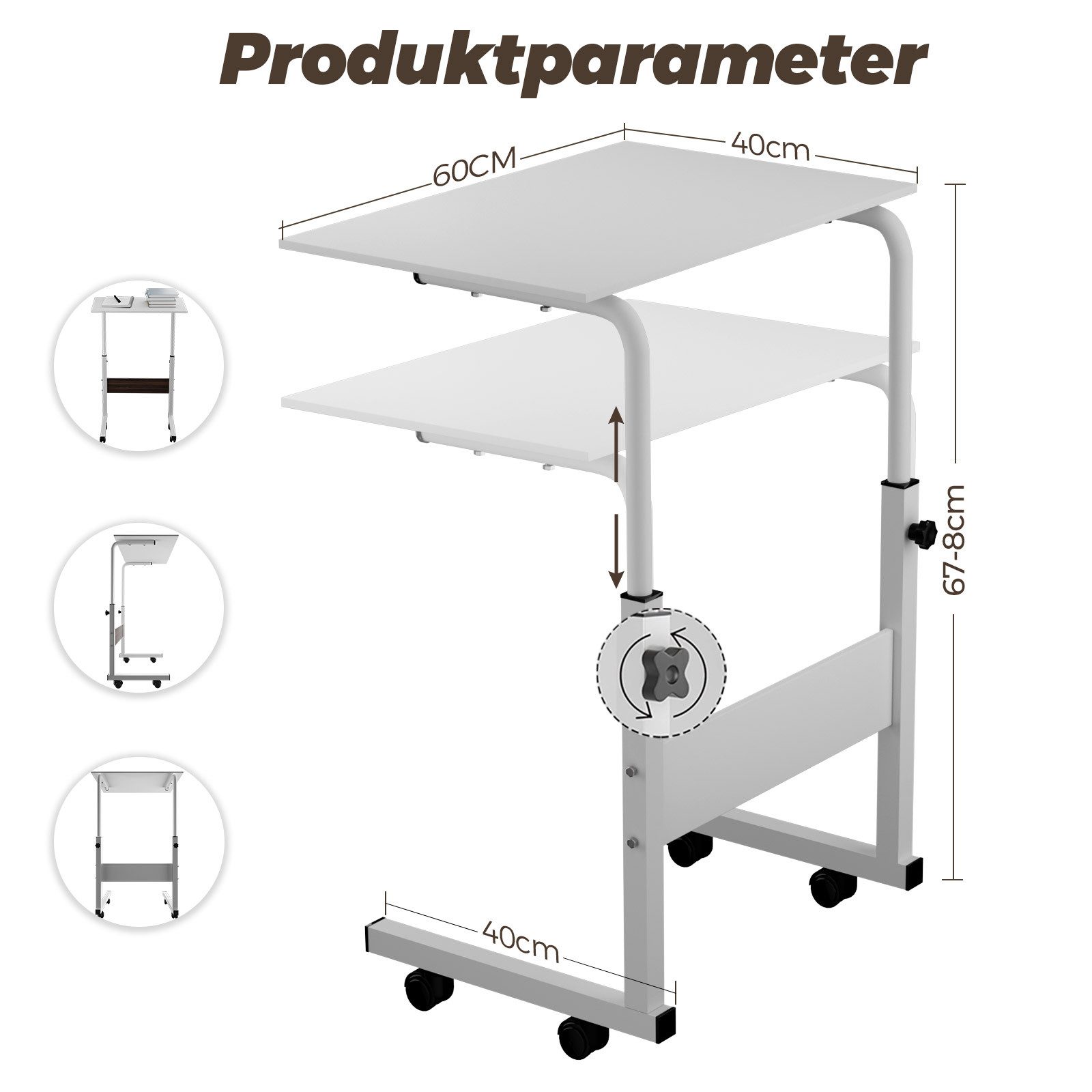 GLIESE Beistelltisch mit 360° Bremsrollen günstig online kaufen
