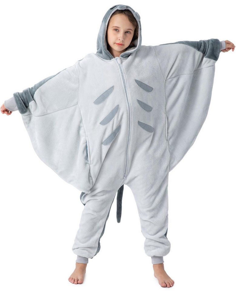 Corimori Jumpsuit Flauschiges Manta Rochen-Kostüm für Kinder, Karneval Fasching Kostüm (1-tlg) Jumpsuit, Pyjama, Fasching, Kigurumi, Tiere, Manta Rochen "Graham"