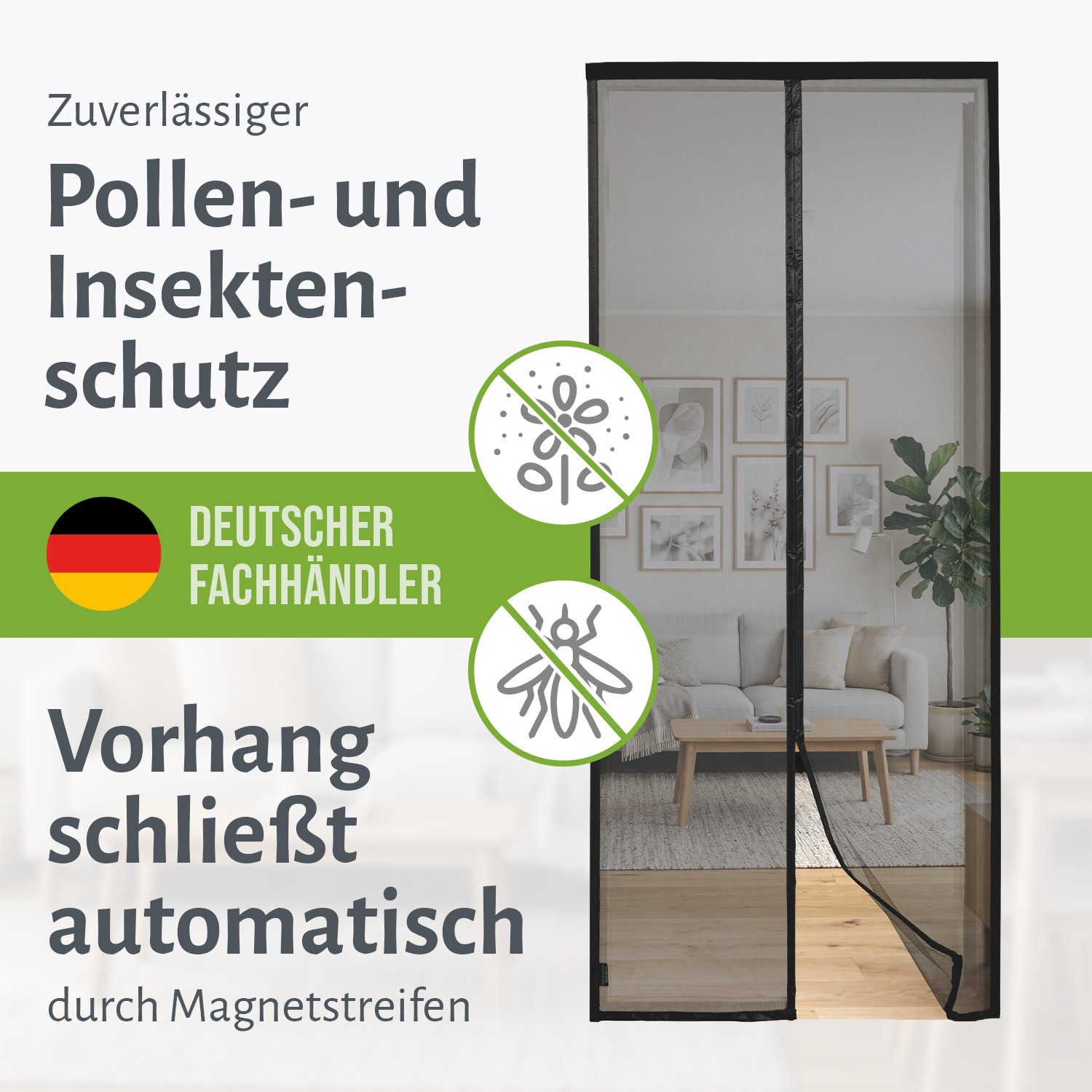 empasa Insektenschutz-Vorhang "DELUXE", Pollenschutz Lamellenvorhang mit Magnetverschluss – Bild 3 von 5