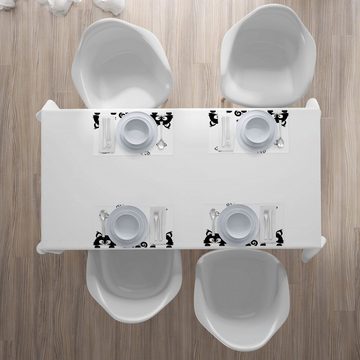 Platzset, Waschbare Stoff Esszimmer Küche Tischdekorations Digitaldruck, Abakuhaus, (4-teilig, 4 Teilig-St., Set aus 4x), Schwarz-Weiss 3 Kätzchen