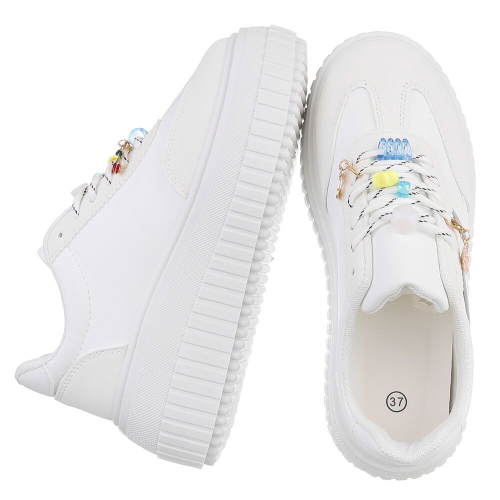 Ital-Design Plateausneaker mit verspielten Details für Damen Sneaker (91409128) Keilabsatz/Wedge Sneakers Low in Weiß