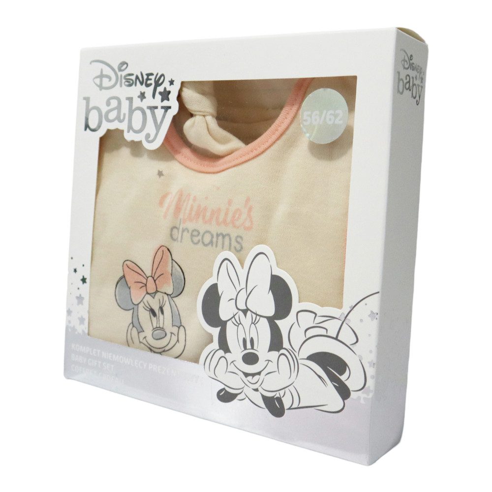 Disney Strampler Disney Minnie Maus Baby 4 tlg Set Body Hose Lätzchen Mütze (Packung Set, 4-tlg) Gr. 56 bis 74, reine Baumwolle