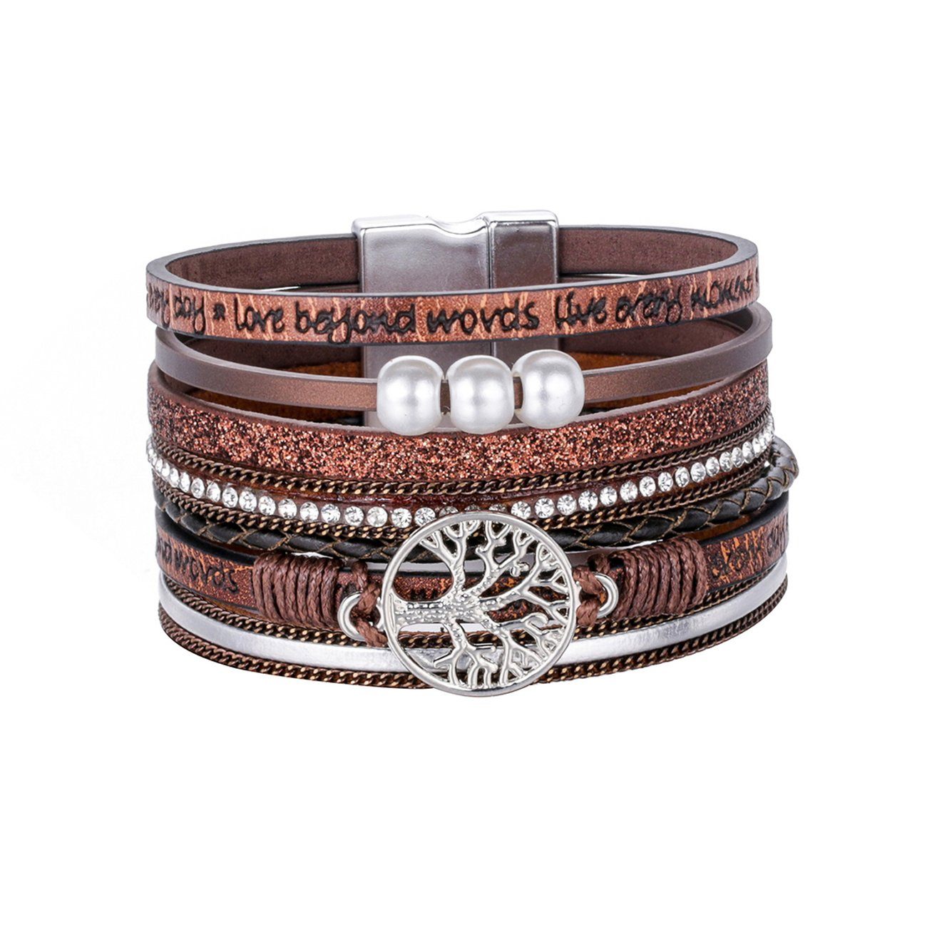 Alster Herz Wickelarmband Lebensbaum Armband für Damen, Wickelarmband mit Perlen, J0333, Armschmuck