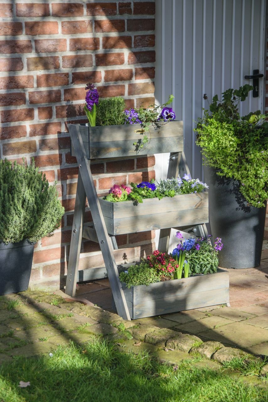 dobar Blumenkastenhalter Dobar Dreistufige Pflanztreppe grau günstig online kaufen