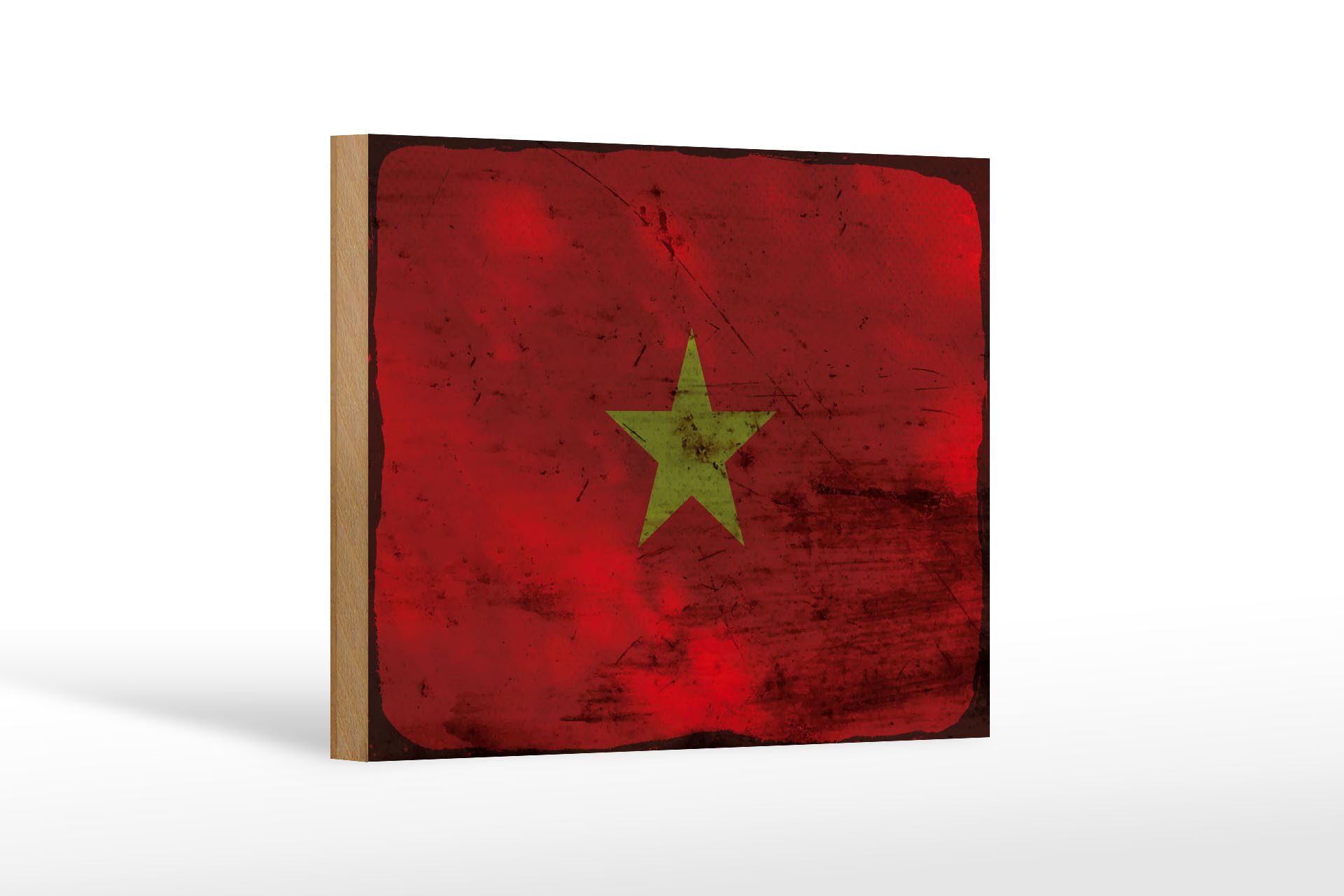 Femer GmbH Holzbild Flagge Vietnam 18x12 cm Flag of Vietnam Rost, Flaggen (1 St), Glatte Holzfaserplatte (MDF), vorn beschichtet