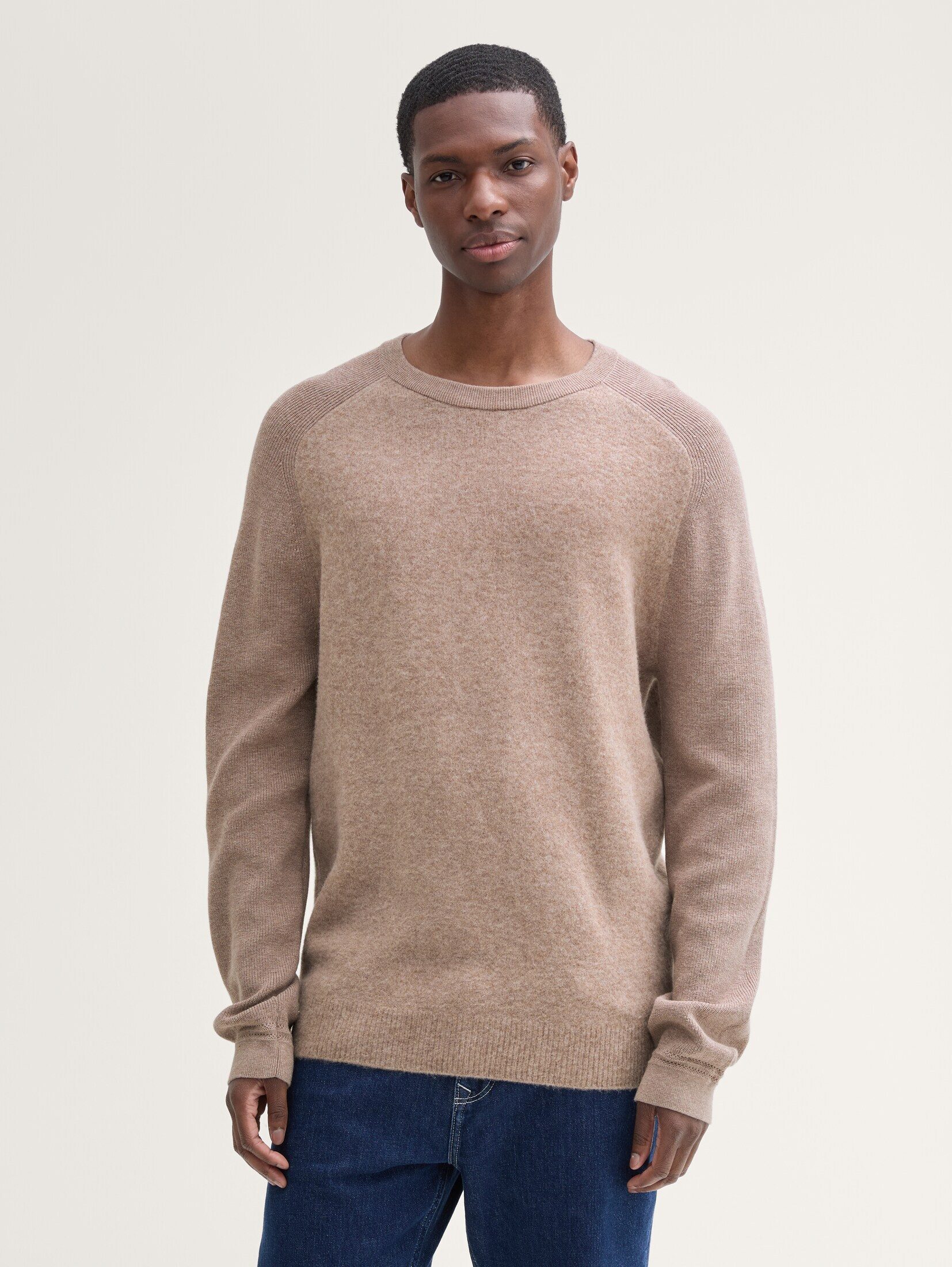 Strickpullover Strickpullover im Material-Mix