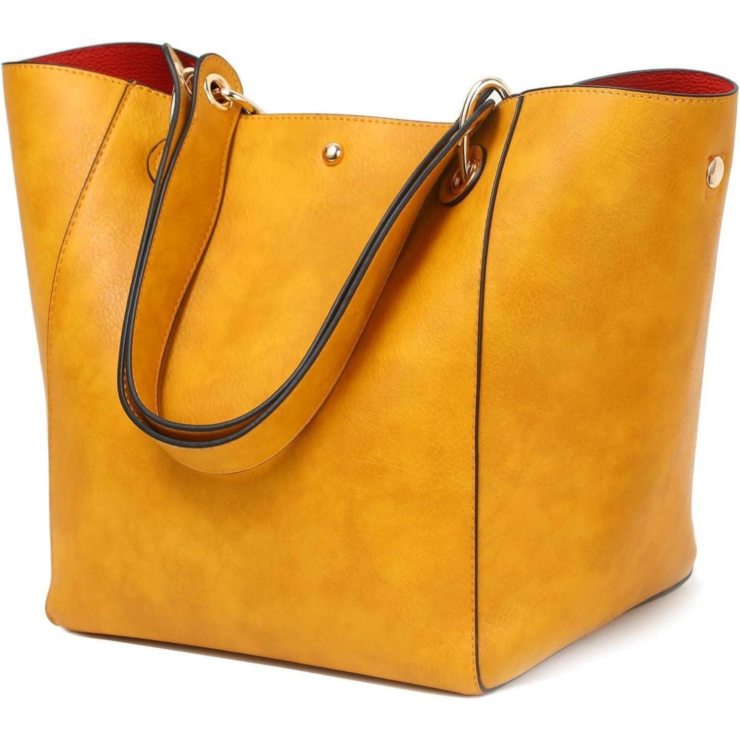 LuxusKollektion Shopper Taschen Damen Leder Shopper Henkeltaschen Schultasche Arbeit Gelb