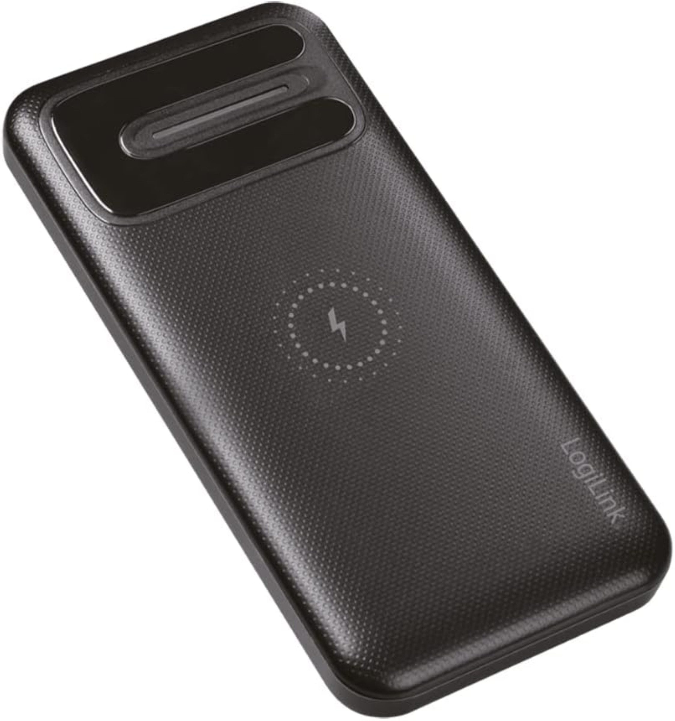 LogiLink Powerbank 8000mAh Qi USB C kabellos LED Ladeanzeige schwarz Powerbank Powerbank mit Qi Ladefunktion 8000 mAh (5 V), Qi Laden USB C LED Anzeige 3 Geräte gleichzeitig kompakt schwarz